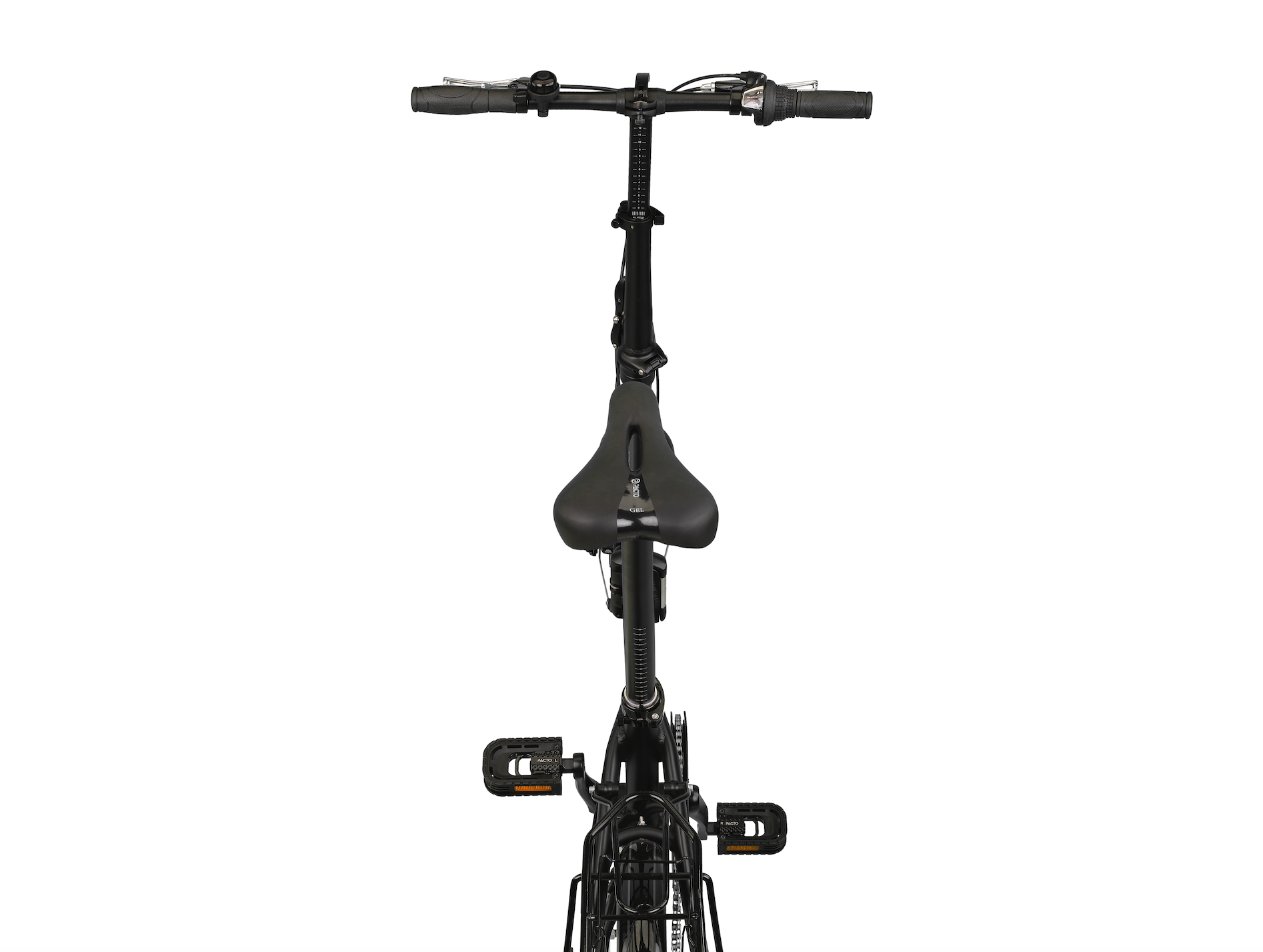 🇬🇧 English alt text:
“Side view of a black PACTO FOUR S folding bike with 20-inch wheels and Shimano 6-speed gear system, displayed against a light background.”
🇳🇱 Nederlandse alt-tekst:
“Zijaanzicht van een zwarte PACTO FOUR S vouwfiets met 20-inch wielen en Shimano 6-versnellingssysteem, afgebeeld tegen een lichte achtergrond.”