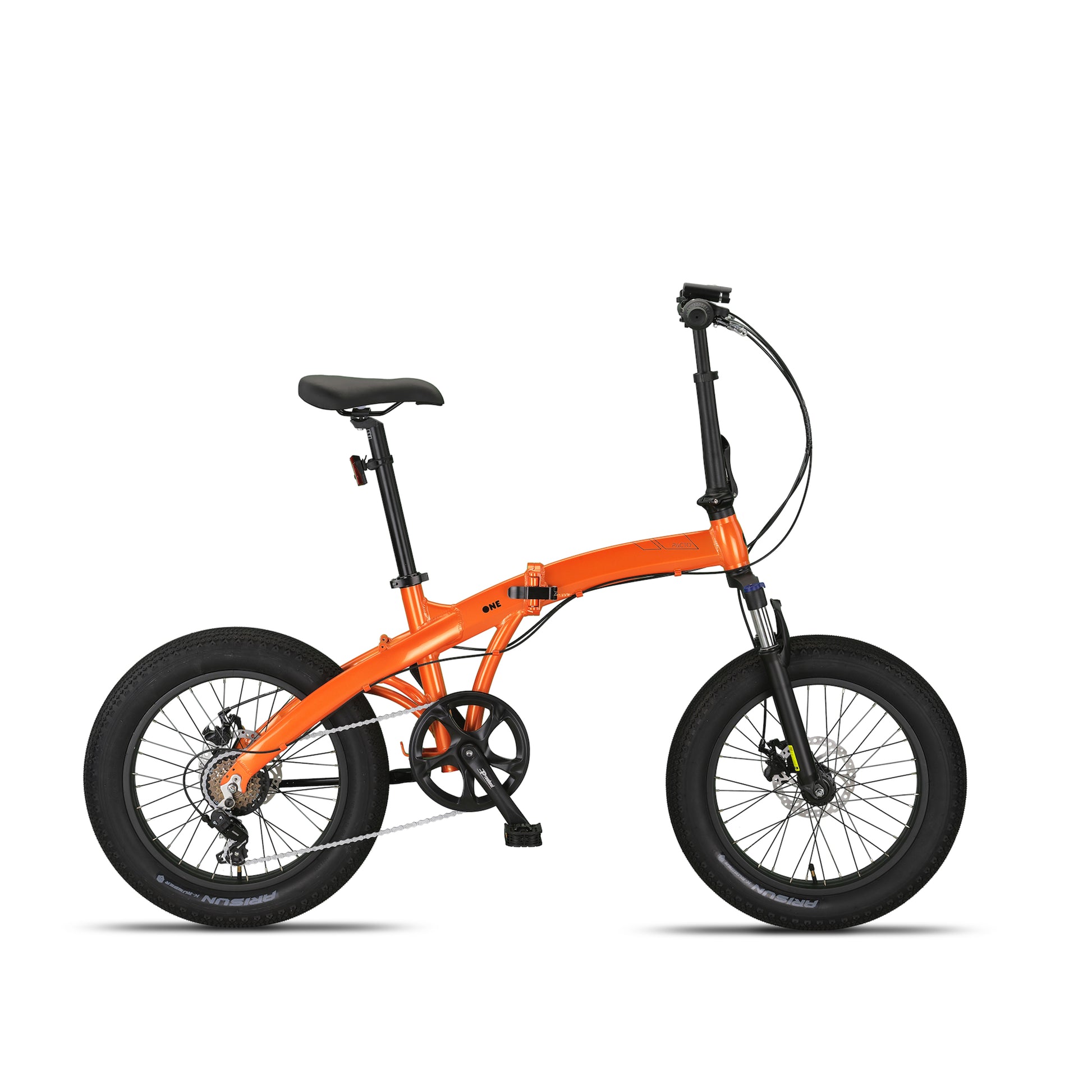 pacto-foldingbike-vouwfiets-plooifiets-black-zwart-foldingbike-beste-vouwfiets-kopen-opvouwbare-fiets-urban-compact-dikkebanden-fatbike-orange